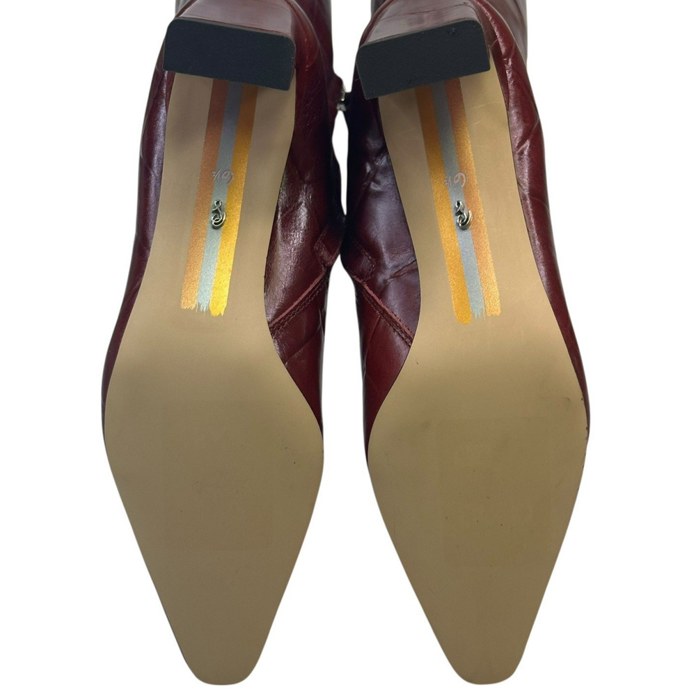 Sam Edelman Sylvia 2 Knee-High Boots French Merlot Croco Leather Size 6.5M New - Picture 10 of 10